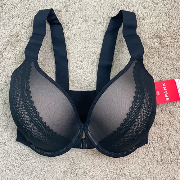 Spanx Bra-llelujah Illusion-Lace Full Coverage Front Clasp Closure Bra New Black - Picture 9 of 16
